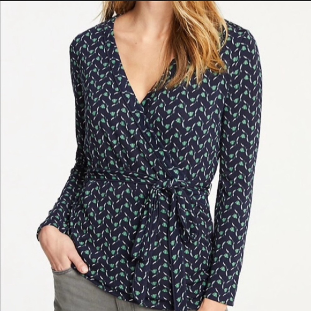 Ann Taylor Faux Wrap Belted Blouse Size Medium